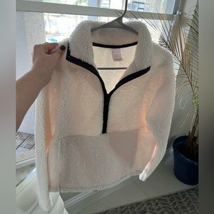 NWOT Women’s Cream Quarter-Zip Sherpa Pullover, size small (3-5)